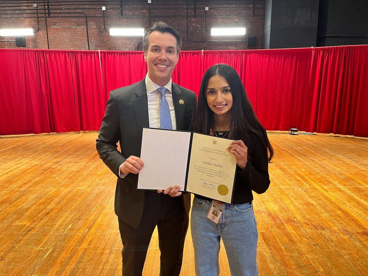 Annika Chadha with Congressman Morgan McGarvey
